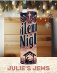 Tumbler 20oz - Christmas Silent Night in a light brown background with a nativity theme