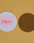Coaster - Mum - Patterned Heart Mum - Gift for Mothers