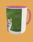 Cat - Adorable Cat Mug with Choice of Coloured Handle - Purrfect for Cat Lovers