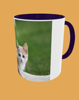 Cat - Adorable Cat Mug with Choice of Coloured Handle - Purrfect for Cat Lovers