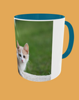 Cat - Adorable Cat Mug with Choice of Coloured Handle - Purrfect for Cat Lovers