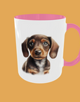 Dogs - Dachshund Puppy Ceramic Mug - 11oz High-Gloss Finish with Colour Handle Options