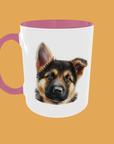 Dogs - German Shepherd Puppy Ceramic Mug - High Gloss with Colourful Handle Options