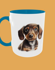 Dogs - Dachshund Puppy Ceramic Mug - 11oz High-Gloss Finish with Colour Handle Options
