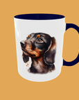 Dogs - Dachshund Lover's 11oz Ceramic Mug - High-Gloss Finish with Optional Coloured Handle