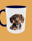 Dogs - Dachshund Puppy Ceramic Mug - 11oz High-Gloss Finish with Colour Handle Options