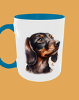 Dogs - Dachshund Lover's 11oz Ceramic Mug - High-Gloss Finish with Optional Coloured Handle