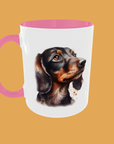 Dogs - Dachshund Lover's 11oz Ceramic Mug - High-Gloss Finish with Optional Coloured Handle