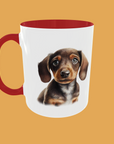 Dogs - Dachshund Puppy Ceramic Mug - 11oz High-Gloss Finish with Colour Handle Options