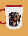 Dogs - Dachshund Lover's 11oz Ceramic Mug - High-Gloss Finish with Optional Coloured Handle