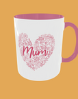 Mum - Charming Patterned Heart Mug 1st Mothers Day