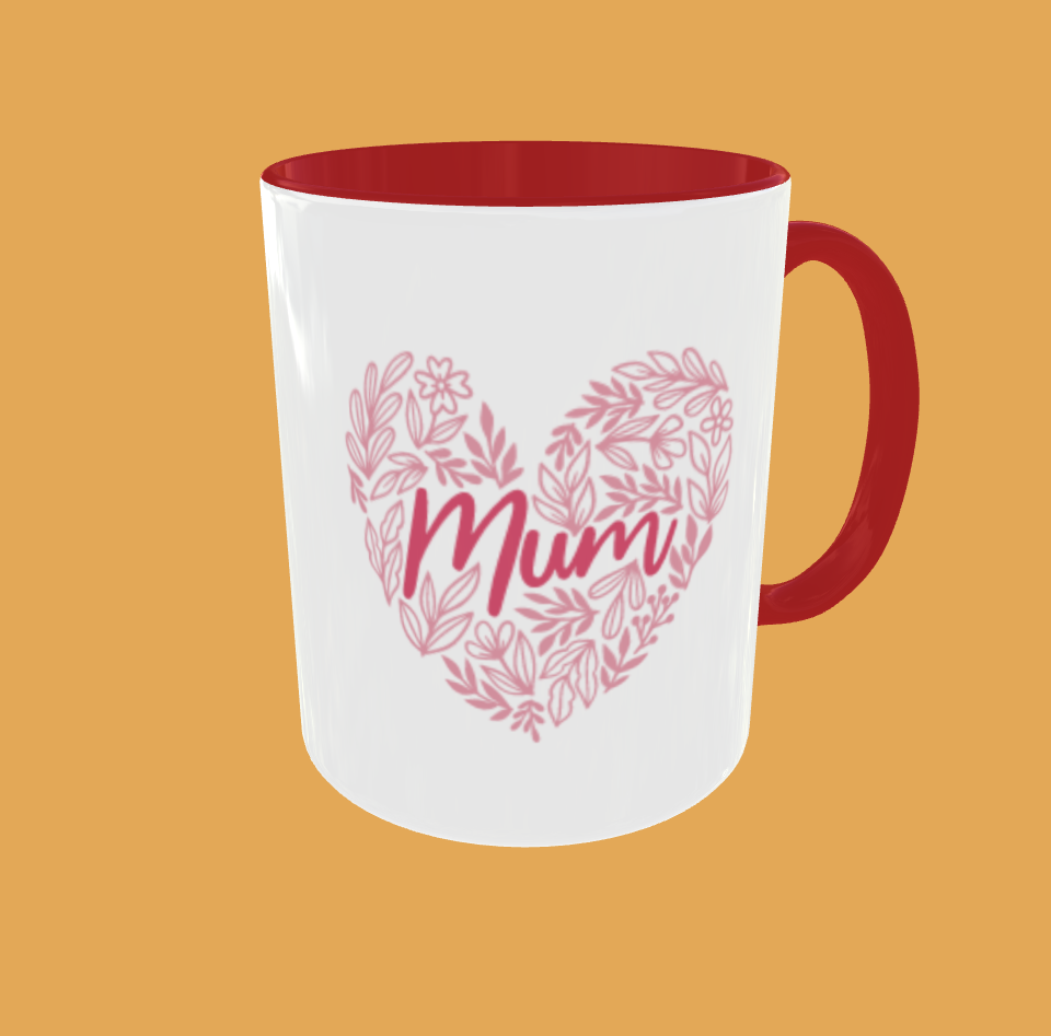 Mum - Charming Patterned Heart Mug 1st Mothers Day